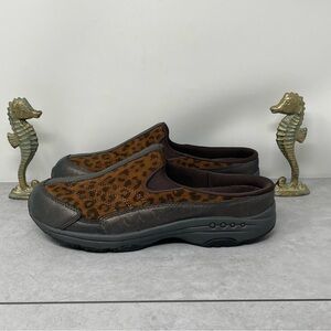 Easy Spirit Women Shoe Travel Time Athletic Clog Mule Leopard Print Size 9.5N